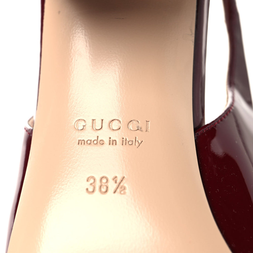 Vernice Crystal Horsebit Charlotte 42mm Slingback Pumps 38.5 Rosso Ancora
