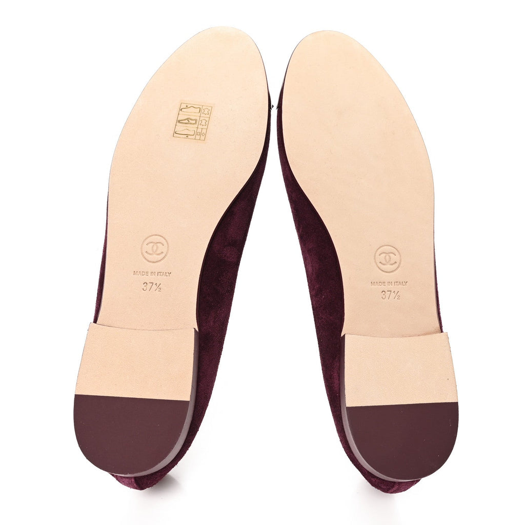 Suede Patent Cap Toe CC Ballerina Flats 38.5 Grey 37.5 Burgundy