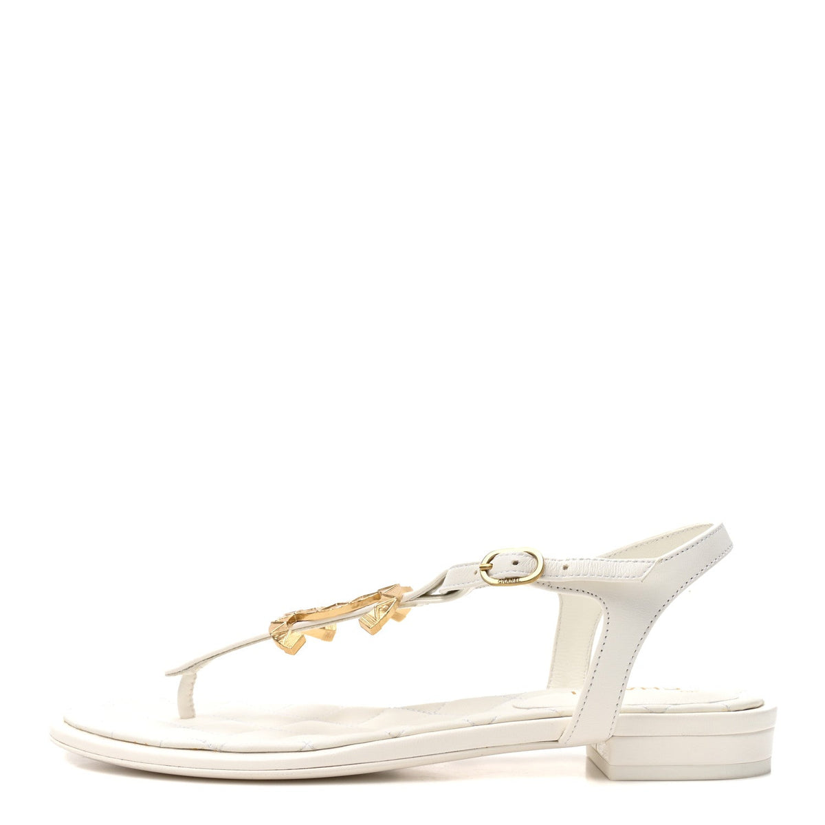 Lambskin CC Thong Sandals 37.5 White