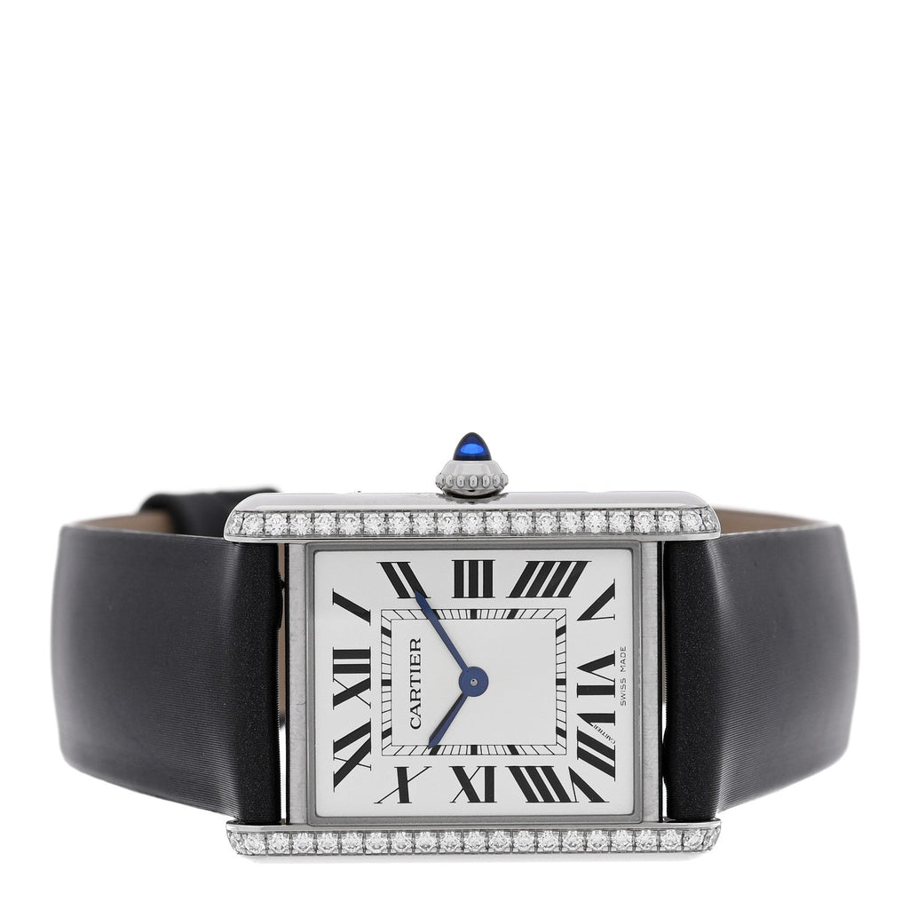 Stainless Steel Satin Diamond 25mm Must de Cartier Tank Quartz Watch