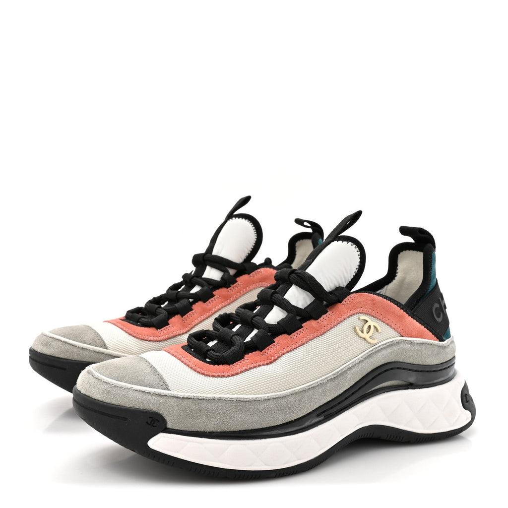Fabric Suede CC Sneakers 39 White Light Grey Pink