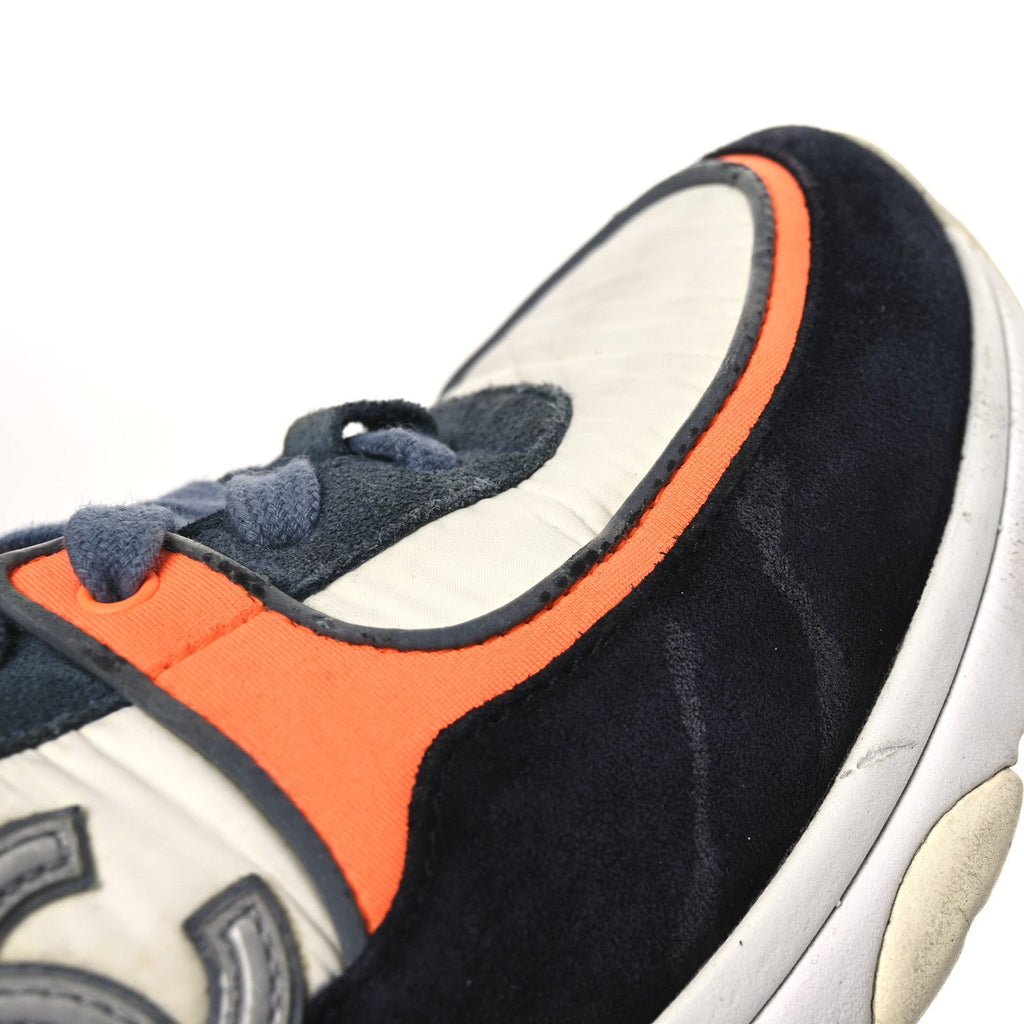 Nylon Calfskin Suede CC Womens Sneakers 35.5 Navy White Orange Black