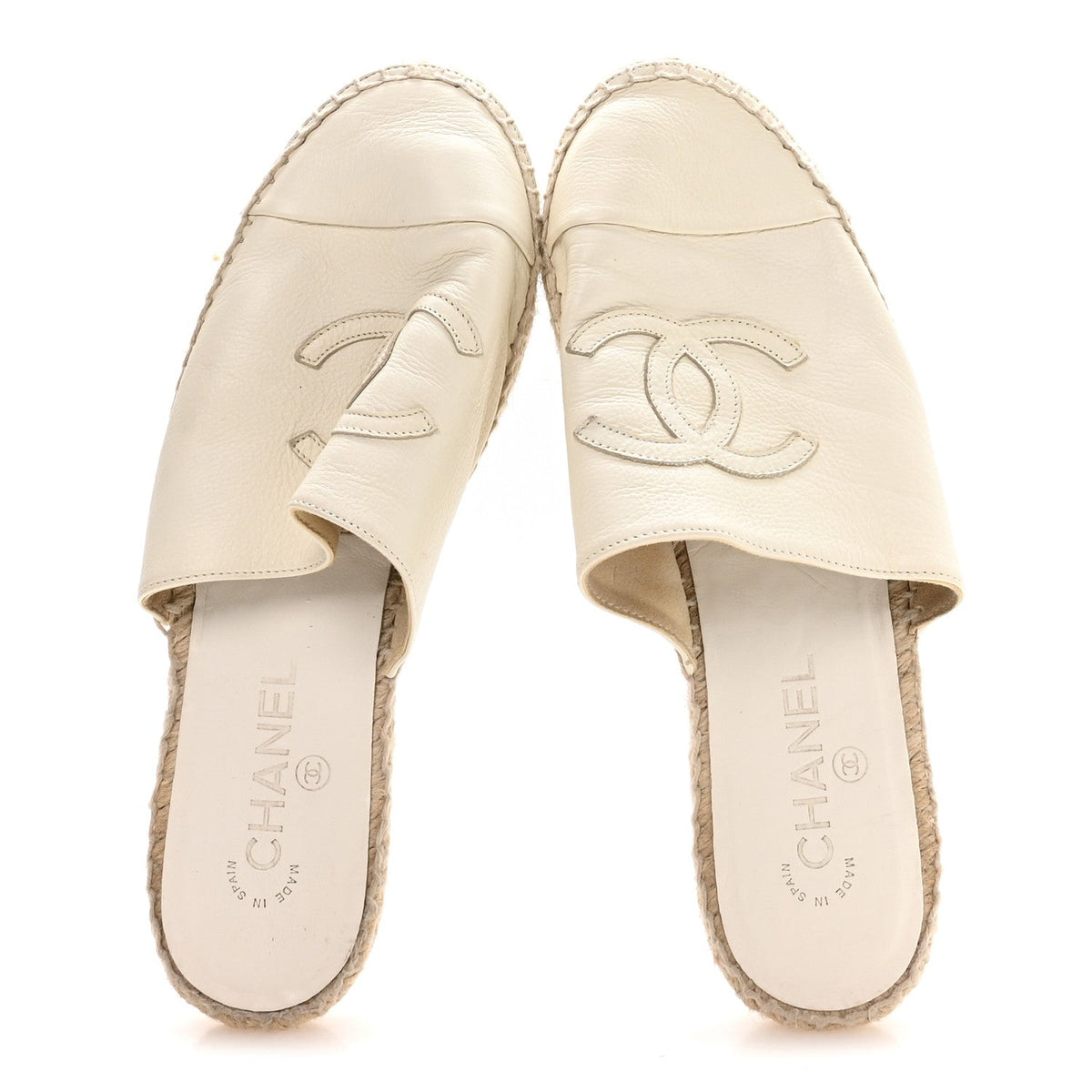 Calfskin CC Espadrille Mules 40 Ivory