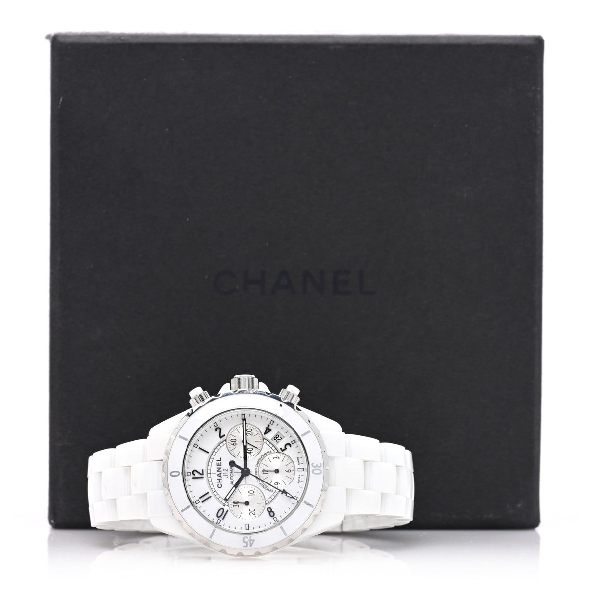 Stainless Steel Ceramic 41mm J12 Chronograph Automatic Watch White