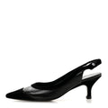 Velvet Lambskin Pearl CC Slingback Pumps 36 Black