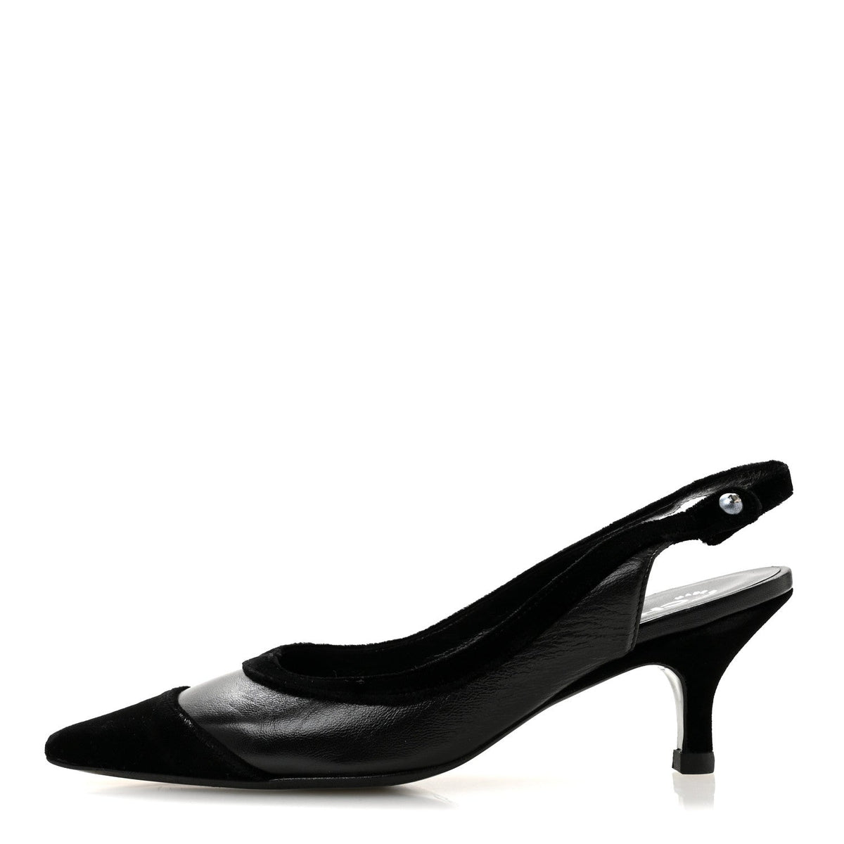 Velvet Lambskin Pearl CC Slingback Pumps 36 Black