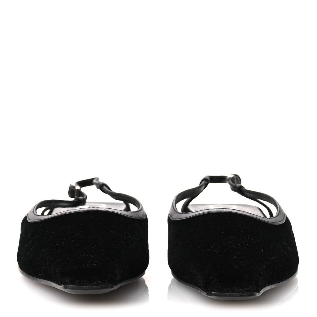 Velvet GG Monogram Slingback Ballet Flats 37.5 Black