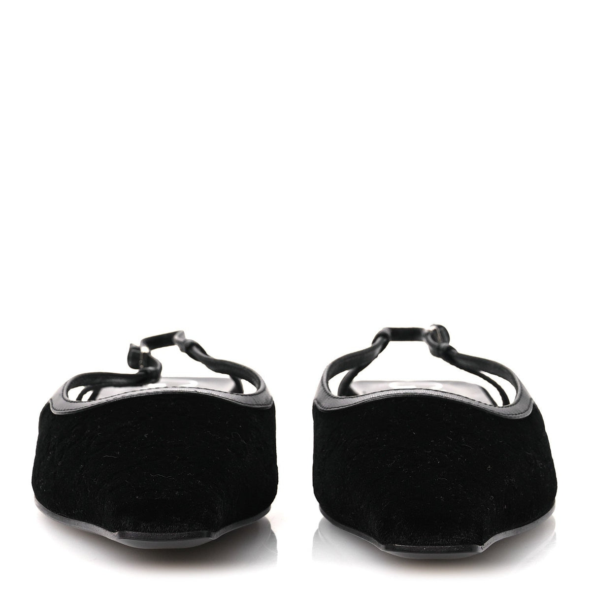 Velvet GG Monogram Slingback Ballet Flats 37.5 Black