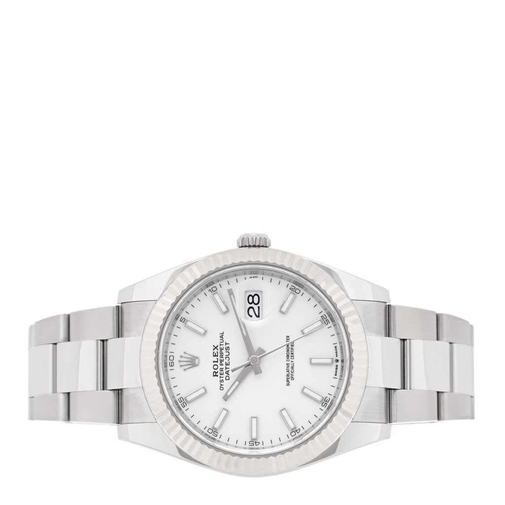 Stainless Steel 18K White Gold 41mm Oyster Perpetual Datejust Watch Silver 116334