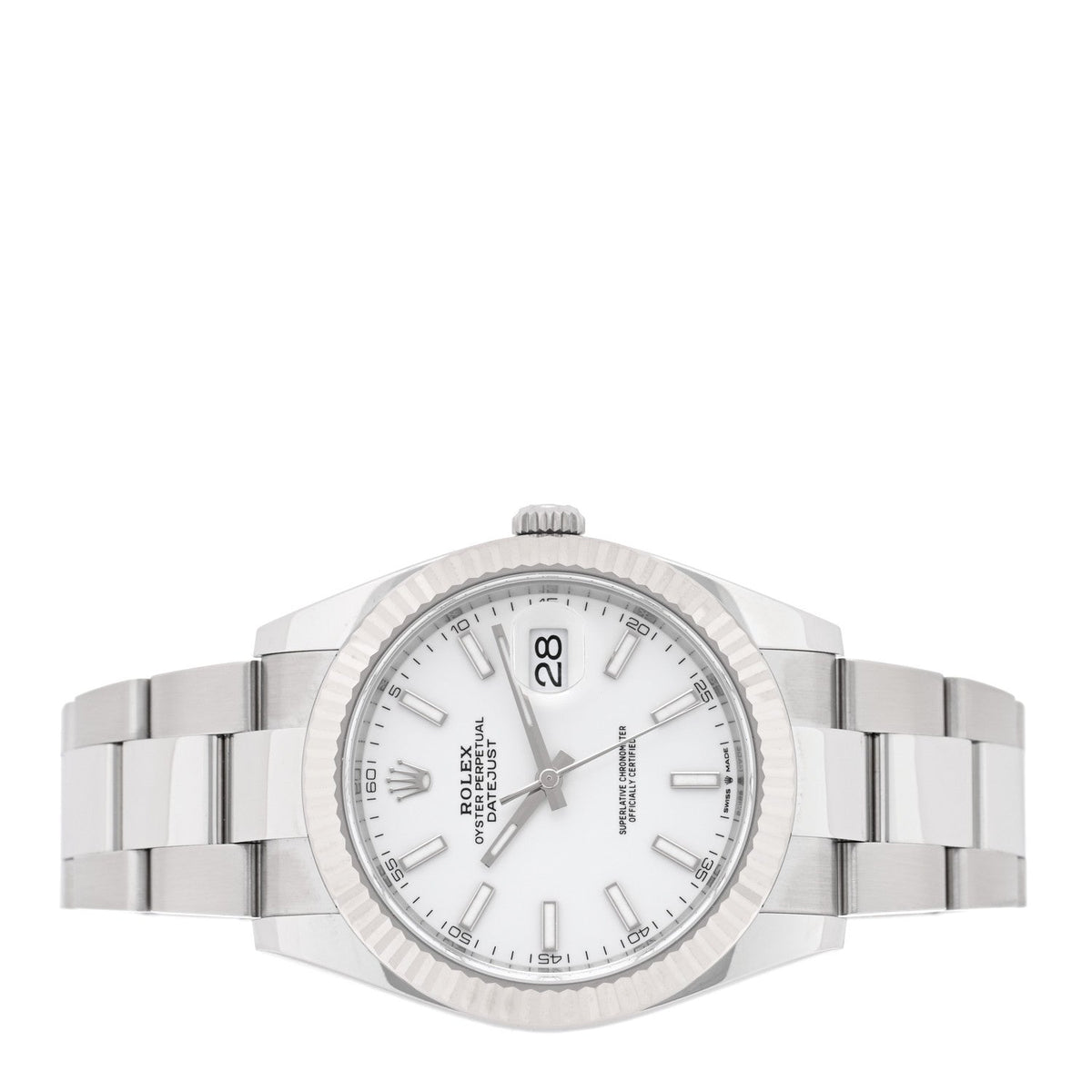 Stainless Steel 18K White Gold 41mm Oyster Perpetual Datejust Watch Silver 116334