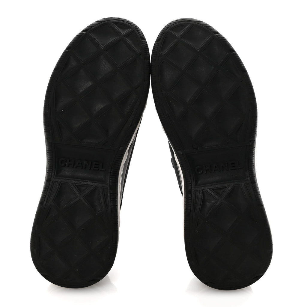 Velvet Calfskin Mixed Fibers CC Sneakers 36.5 Black