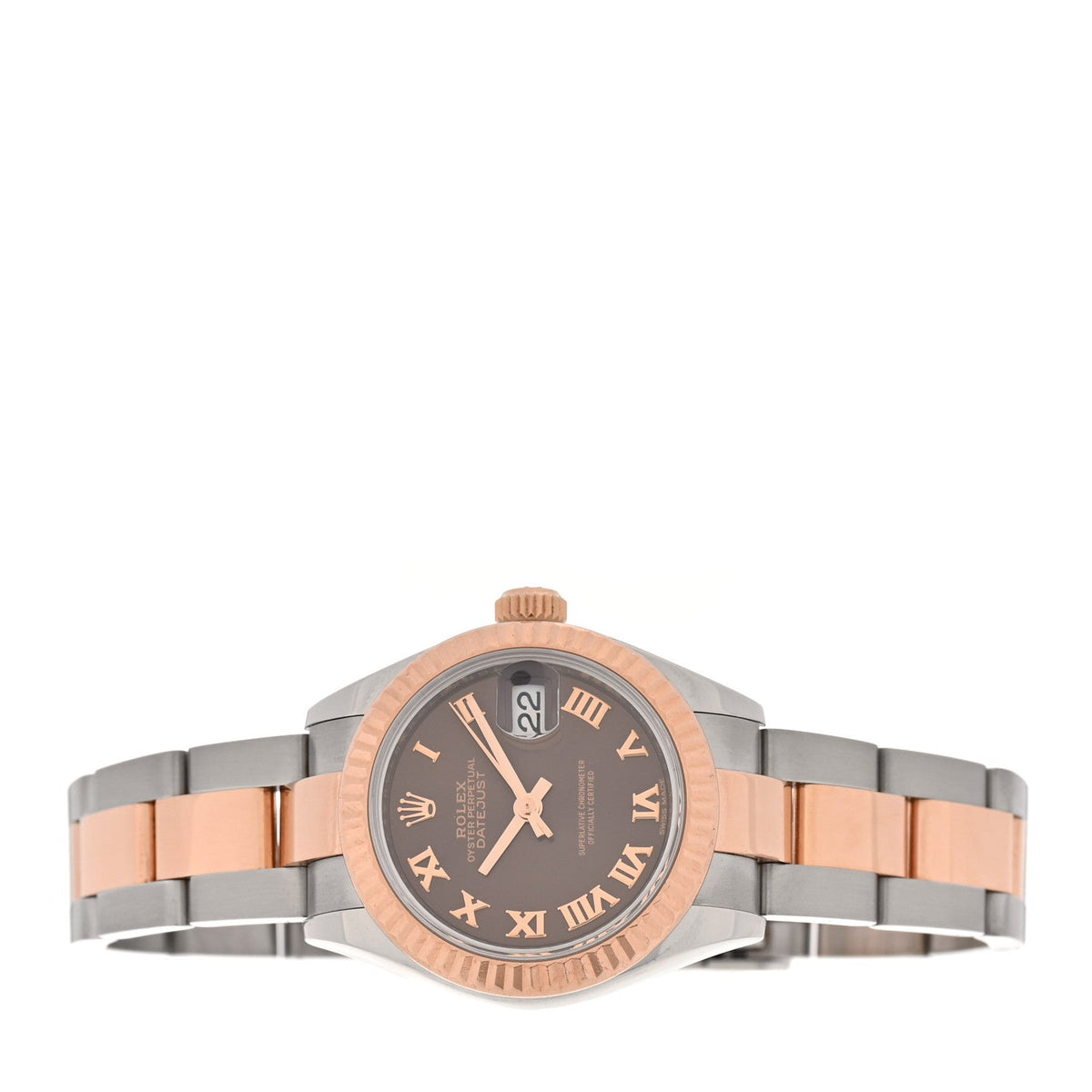 Stainless Steel 18K Everose Gold 28mm Oyster Perpetual Datejust Watch Chocolate Roman 279171