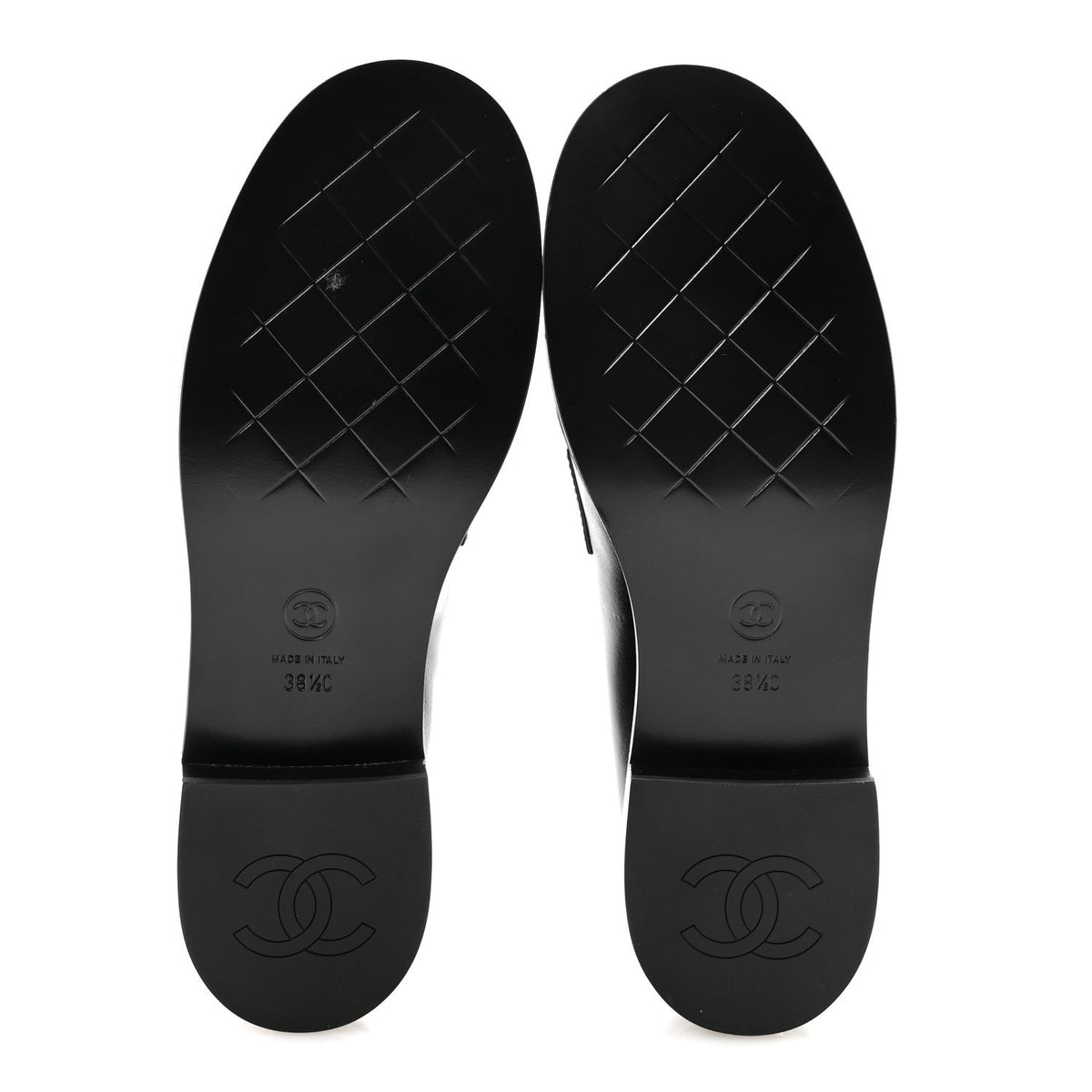 Shiny Calfskin CC Mocassin Loafers 38.5 Black