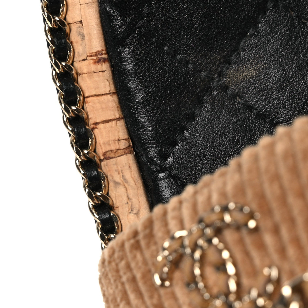 Corduroy Chain CC Sandal 40.5 Dark Beige