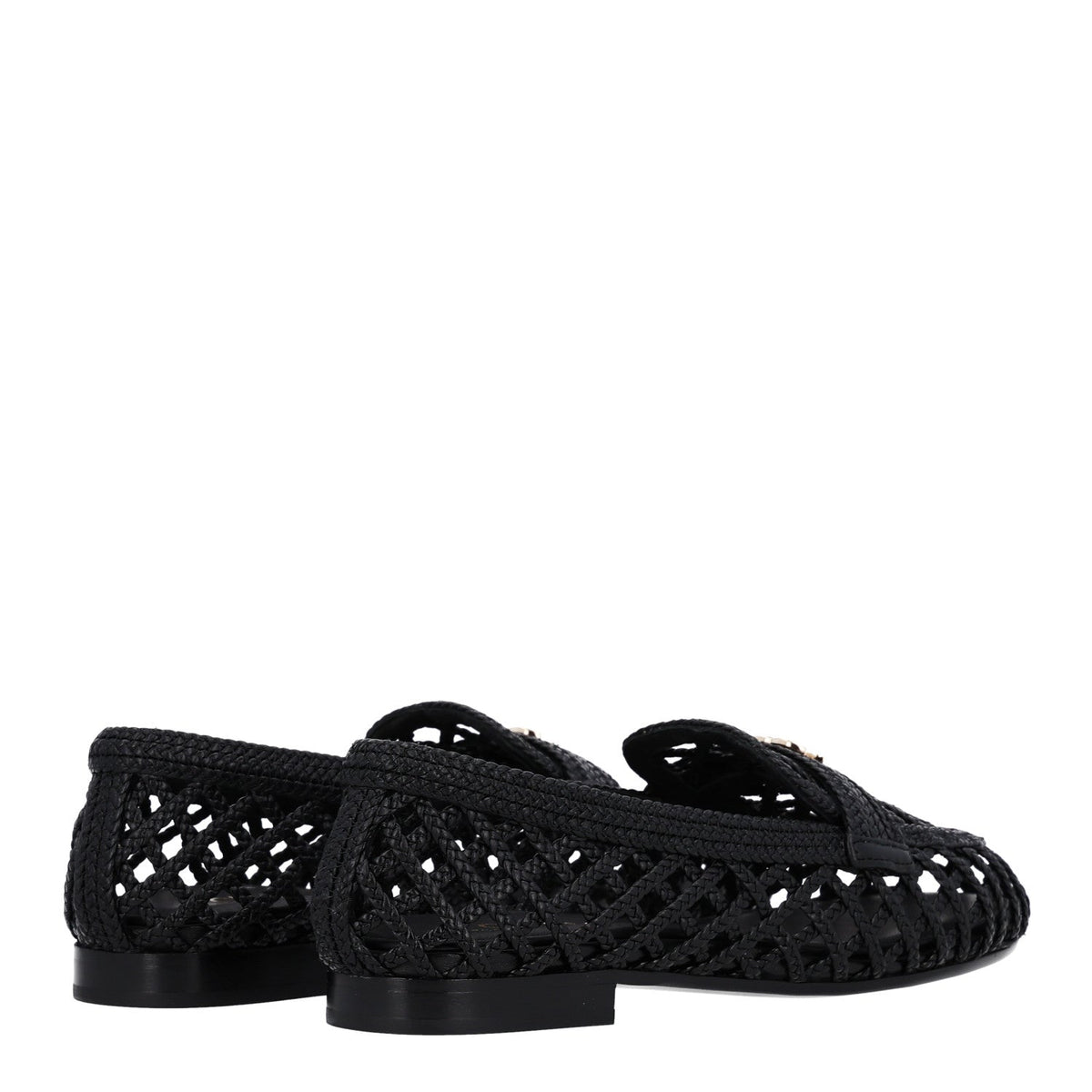 Braided Lambskin CC Mocassin Loafers 38 Black