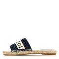 Macrochet Raffia Logo Flat Slide Espadrille Sandals 37.5 Blue Great White