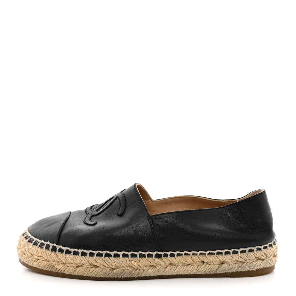 Lambskin CC Espadrilles 37 Black