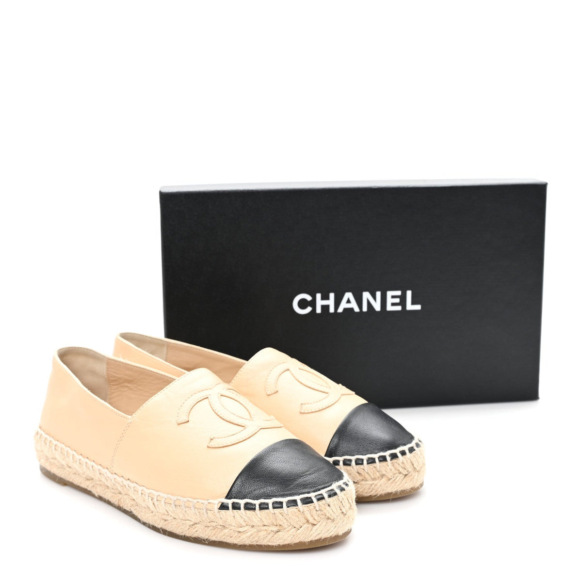 Lambskin CC Espadrilles 36 Beige Black