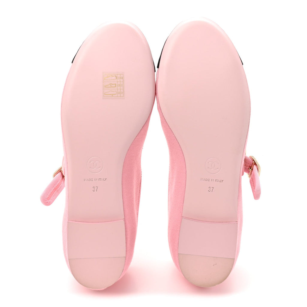 Fabric Grosgrain Mary Jane Flats 37 Light Pink Black
