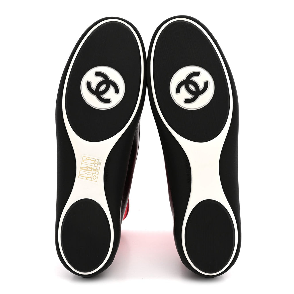 Lambskin Knit CC Ballerina Sneakers 37.5 Black Red