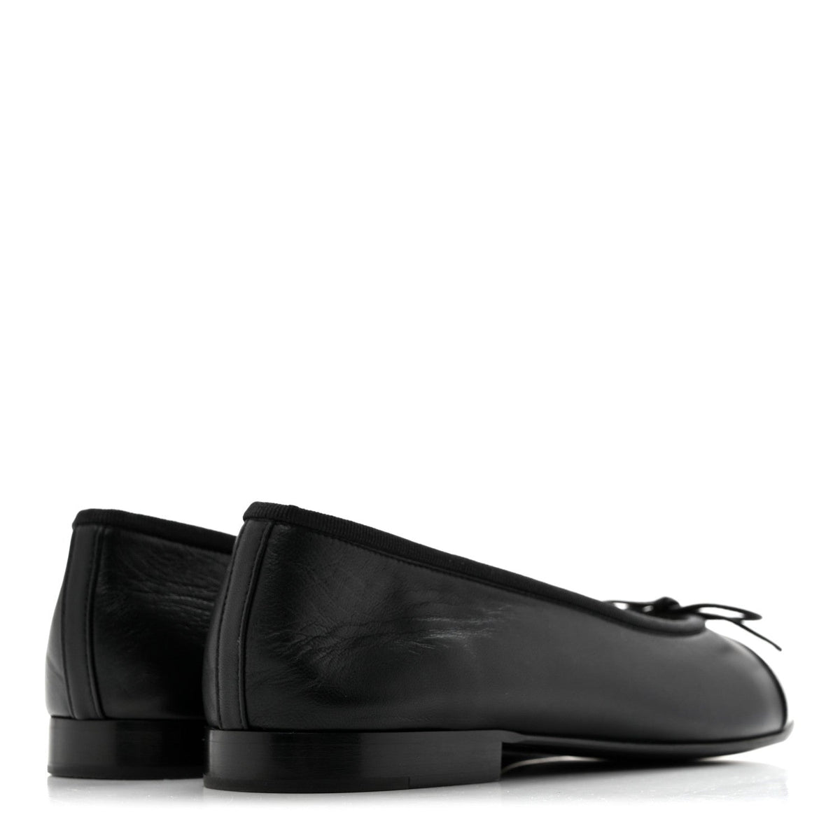 Lambskin Patent Cap Toe Ballerina Flats 37 Black