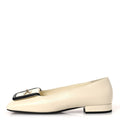 Lambskin Turnlock CC Ballet Flats 36 Ivory Black