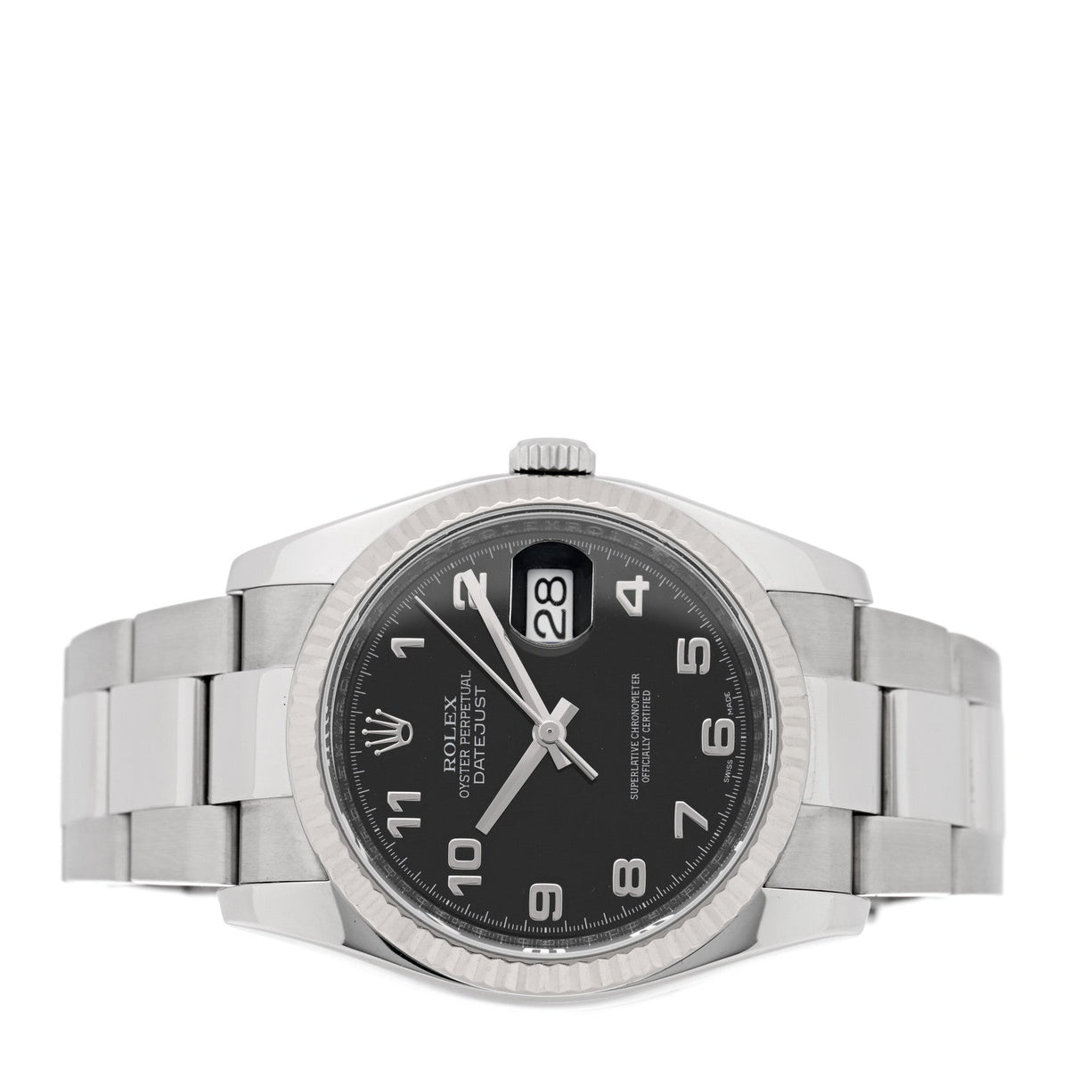 Stainless Steel 18K White Gold 36mm Oyster Perpetual Datejust Watch Black 116234