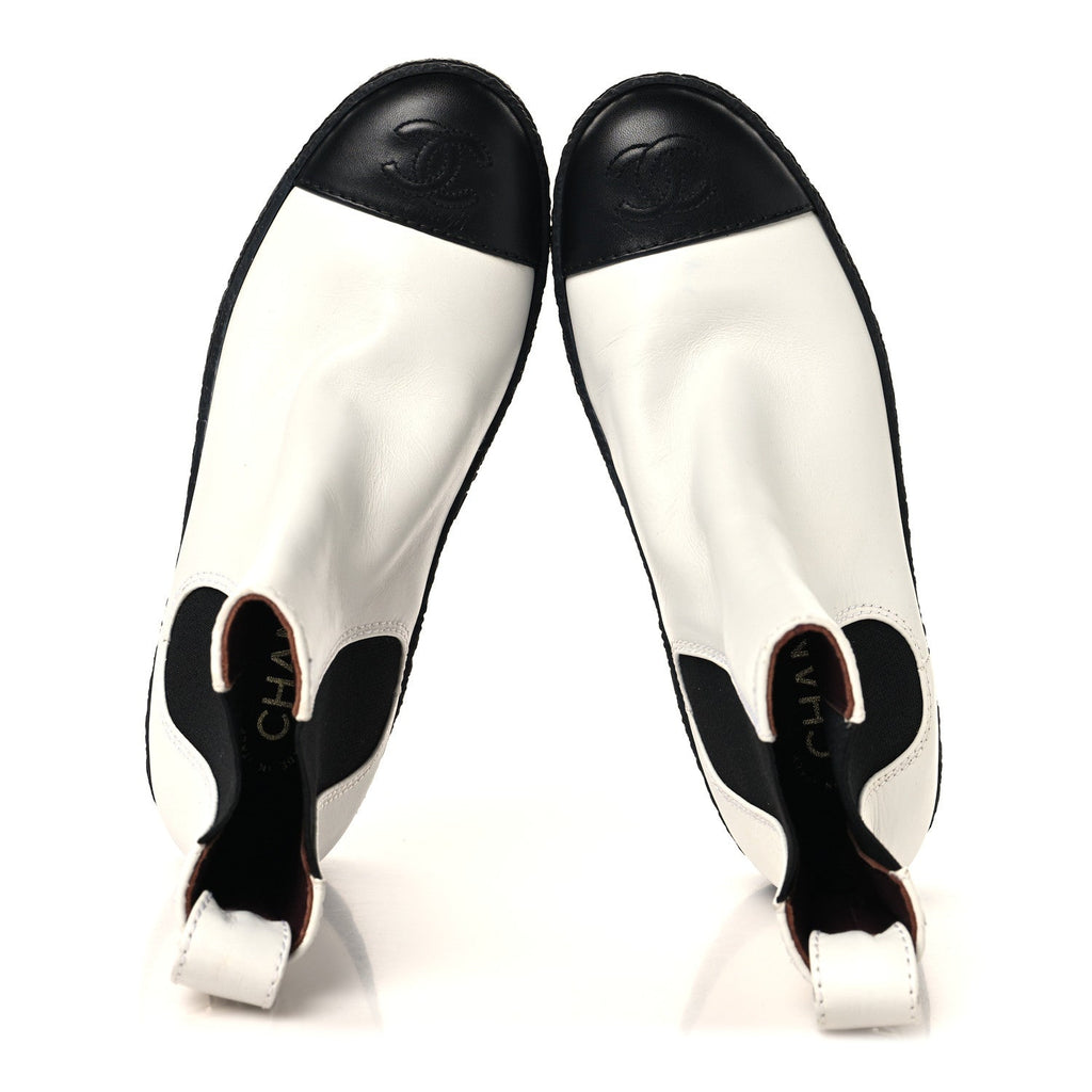 Calfskin Cap Toe CC Ankle Boots 36 White Black
