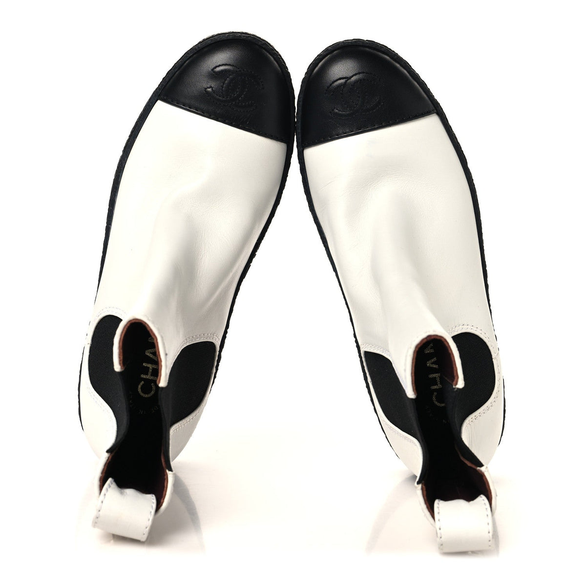 Calfskin Cap Toe CC Ankle Boots 36 White Black