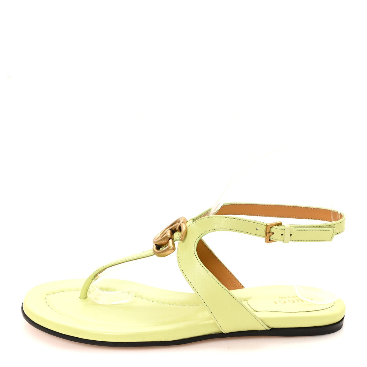 Calfskin Double G Thong Flat Sandals 36.5 Pistachio Green
