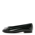 Crocodile Embossed Patent Calfskin Ballet Flats 35.5 Dark Green Black