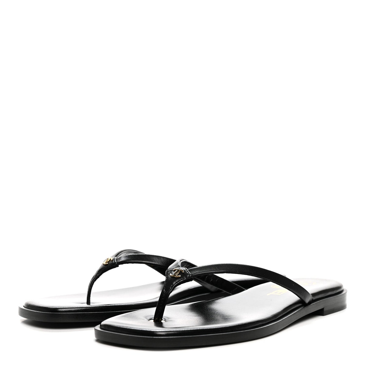 Goatskin CC Times Square Thong Sandals 37.5 Black