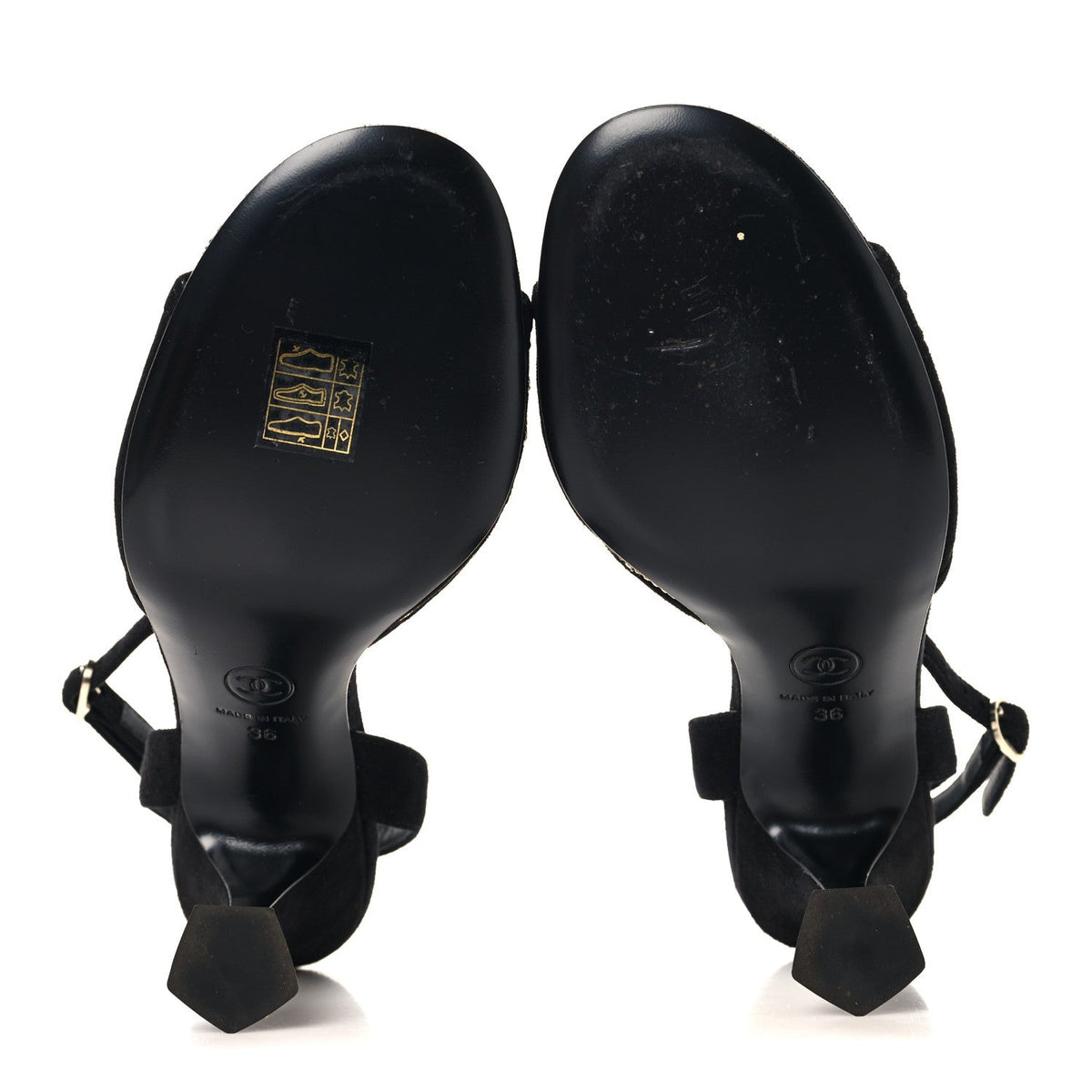Suede Kidskin Chain Sandals  36 Black
