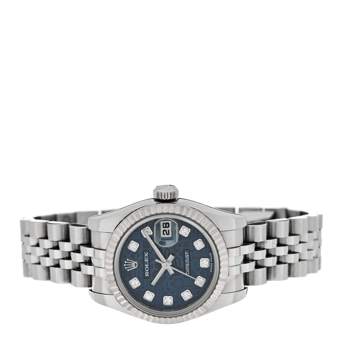 Stainless Steel 18K White Gold Diamond 26mm Oyster Perpetual Datejust Watch Blue Jubilee 179174