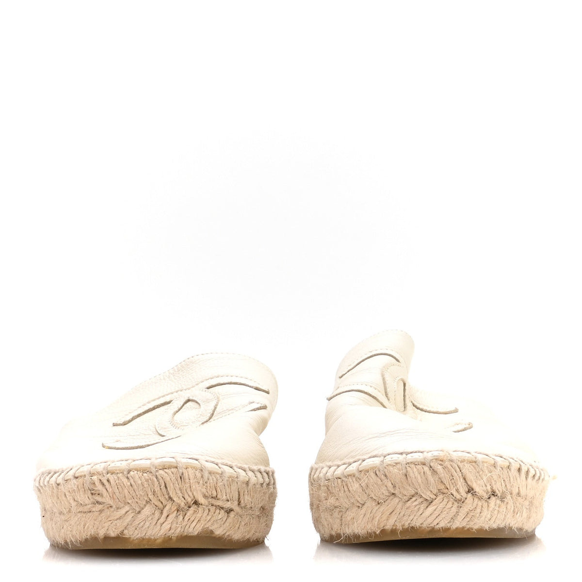 Calfskin CC Espadrille Mules 40 Ivory
