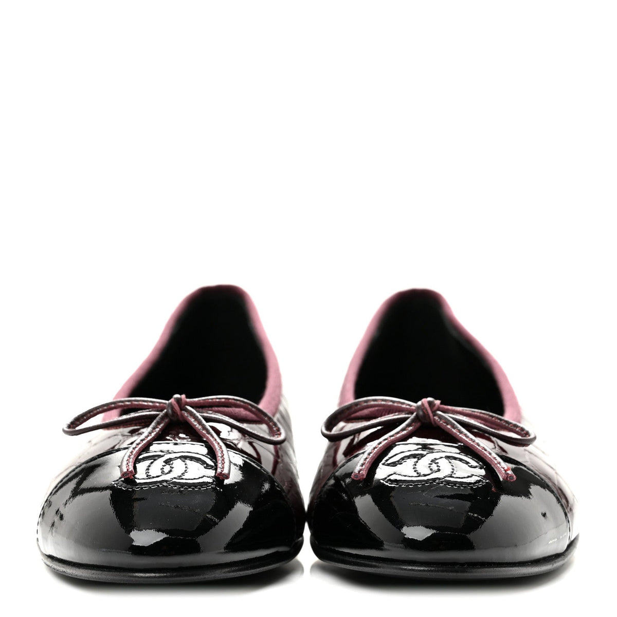 Patent Calfskin Crocodile Embossed Ballerina Flats 37 Dark Burgundy Black