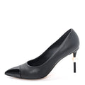 Goatskin Patent Calfskin Cap Toe CC Pearl Pumps 38 Black