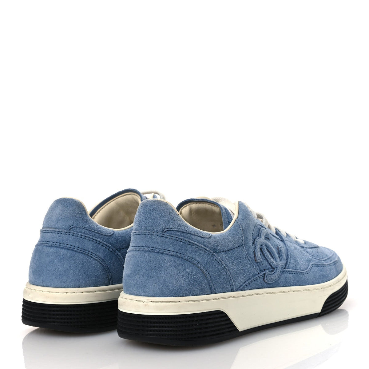 Suede Calfskin Womens CC Sneakers 40 Blue