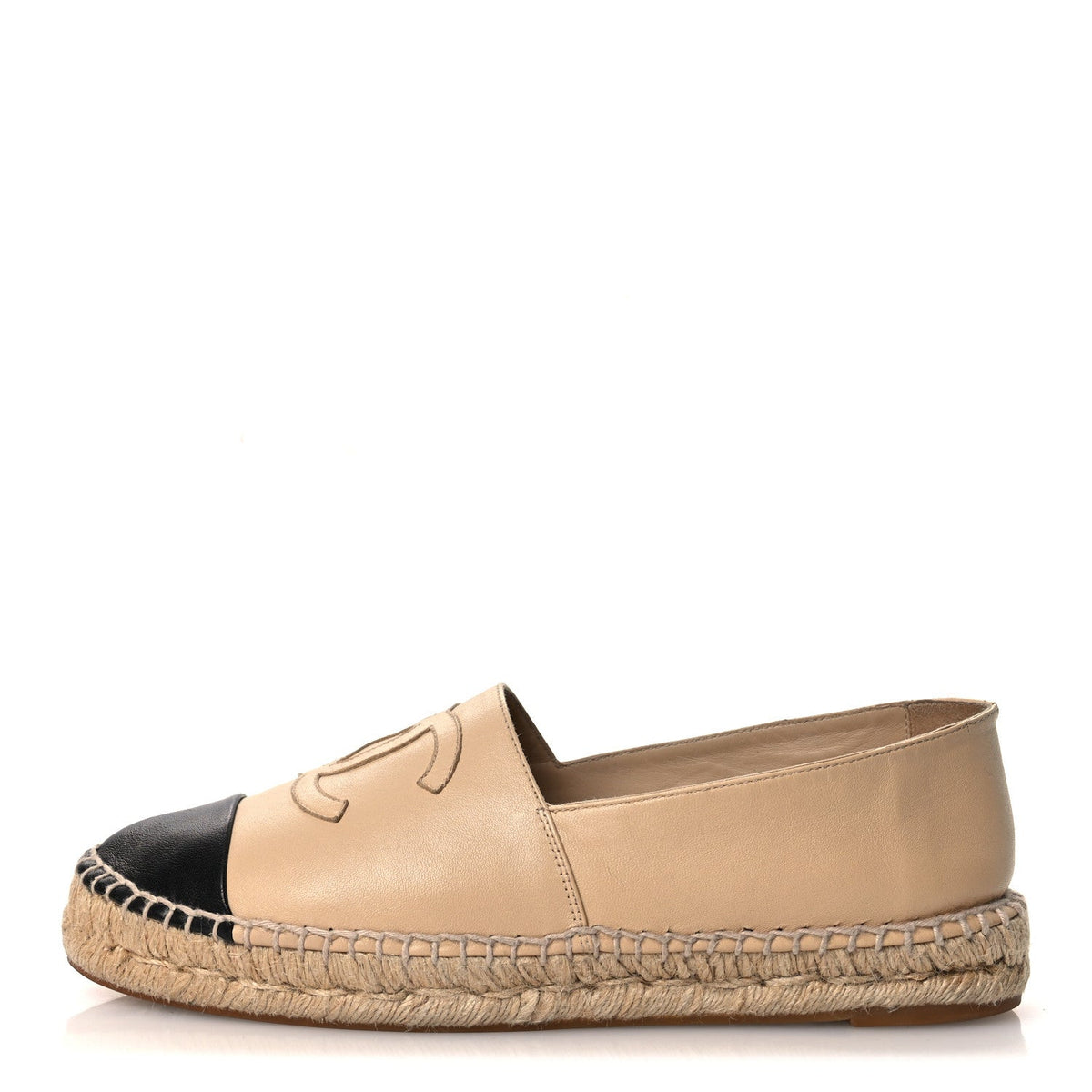 Lambskin CC Espadrilles 40 Beige Black