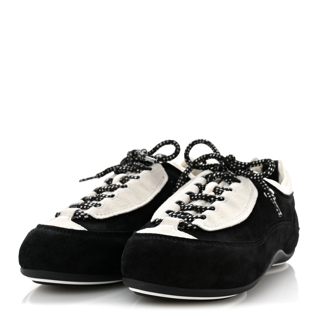 Velvet Calfskin Mixed Fibers Low Top CC Sneakers 37 Black