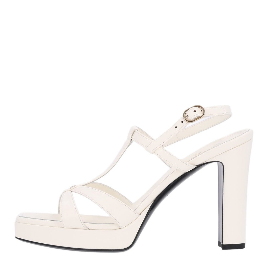 Lambskin Logo Platform Sandals 39 Black