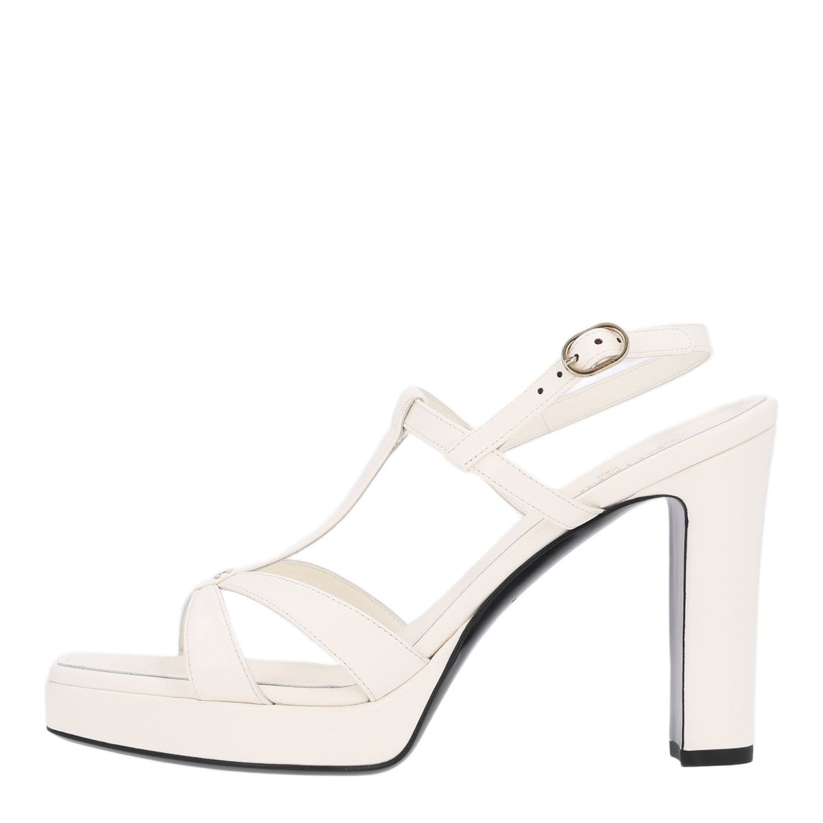 Lambskin Logo Platform Sandals 39 Black