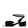 Tweed Iridescent Calfskin Cap Toe CC Slingback Pumps 37 Black Silver