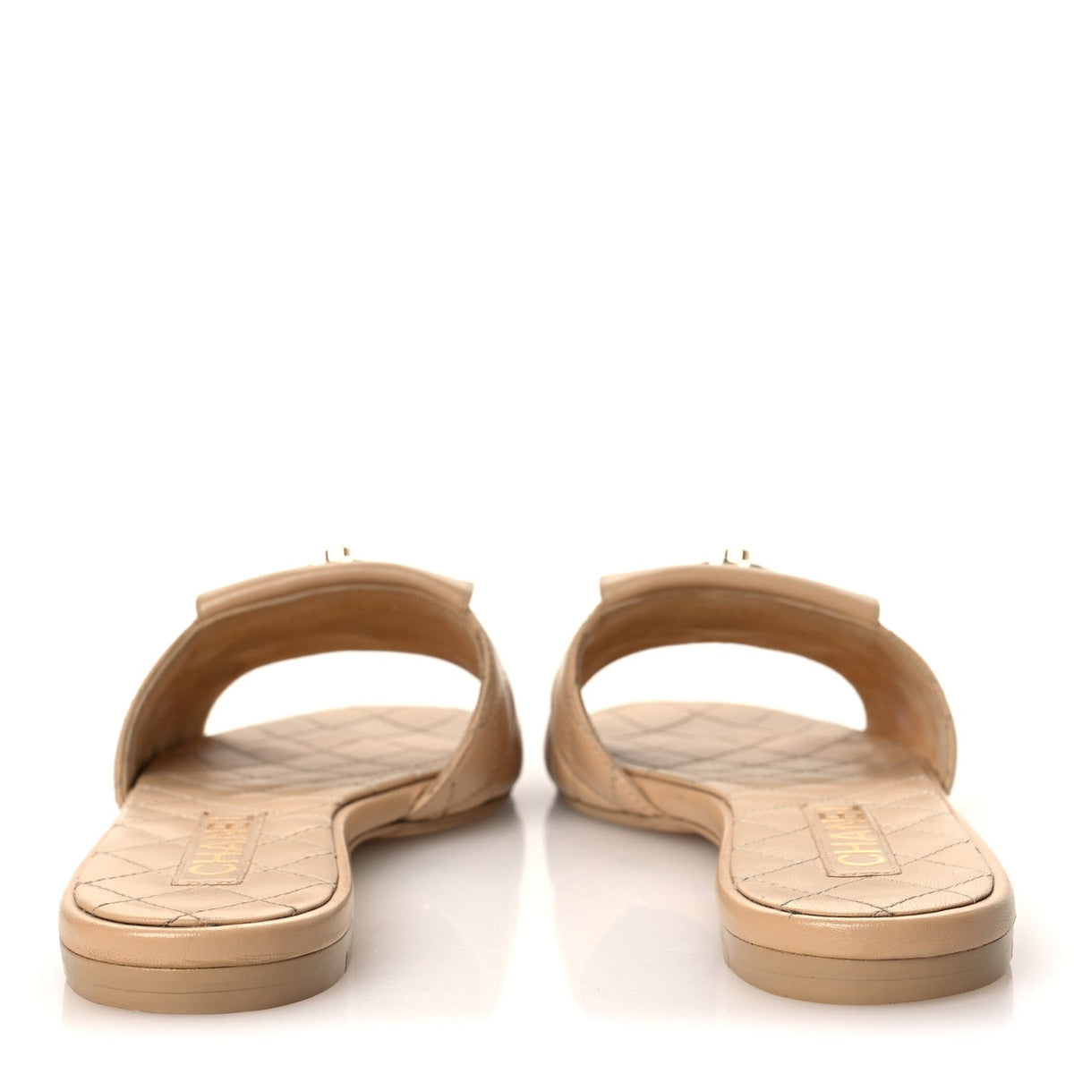 Lambskin Quilted CC Turnlock Sandals 39 Beige