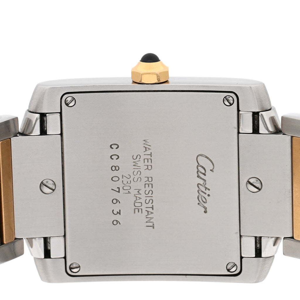 Stainless Steel 18K Yellow Gold 25mm Tank Francaise Quartz Watch