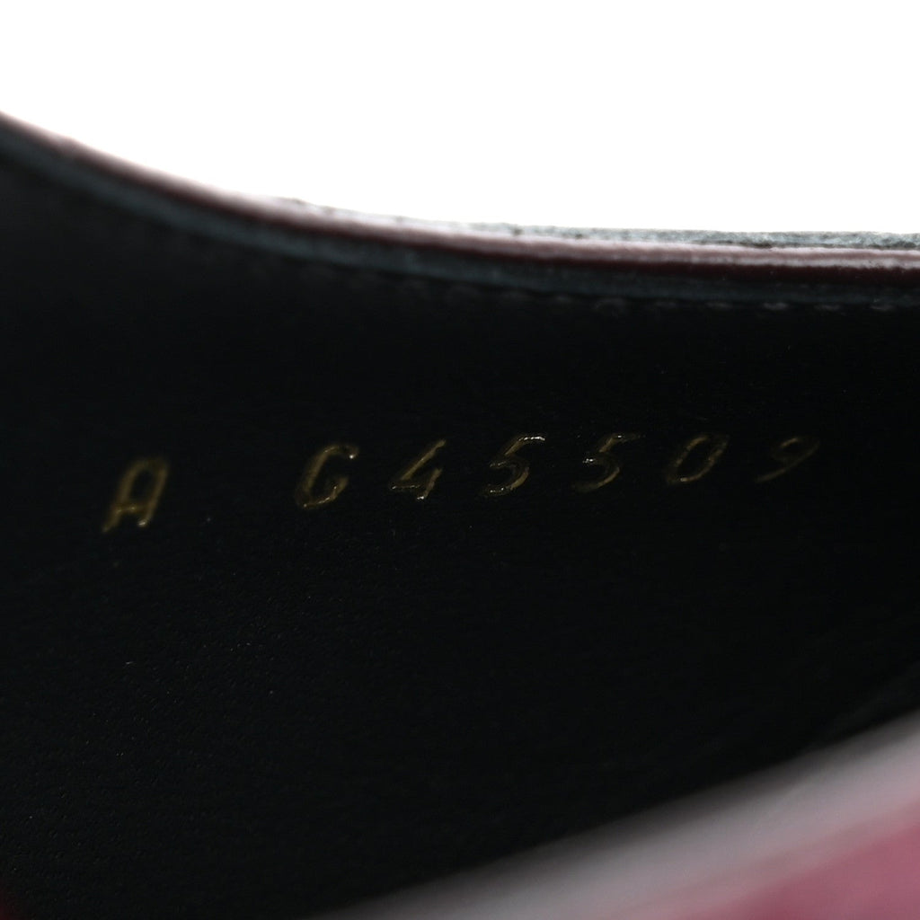Patent Calfskin Crocodile Embossed Cap Toe CC Slingback 38 Dark Burgundy Black