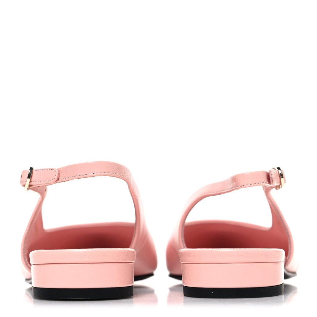 Goatskin Grosgrain Pointed Toe CC Slingback Flats 37 Pink Black