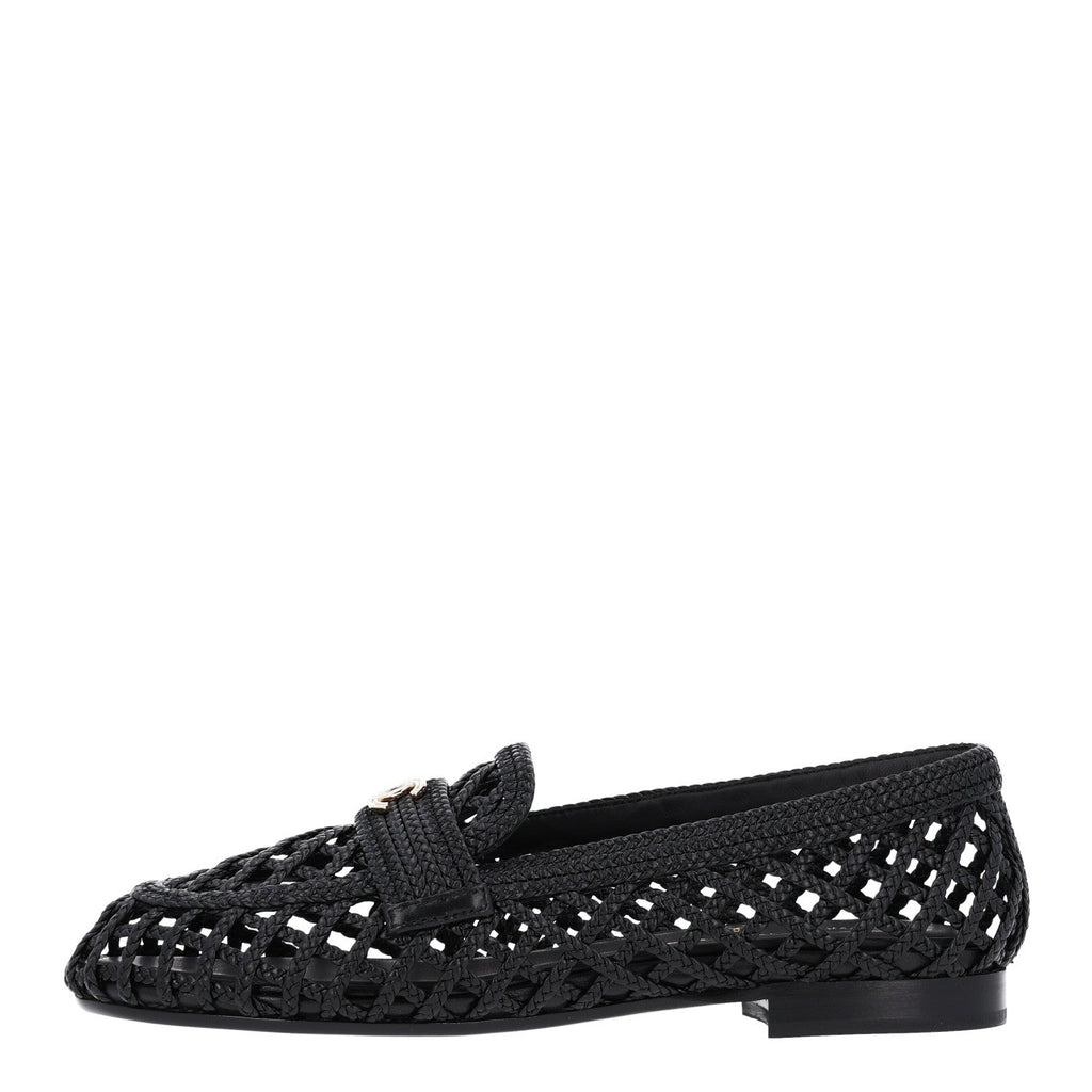 Braided Lambskin CC Mocassin Loafers 38 Black