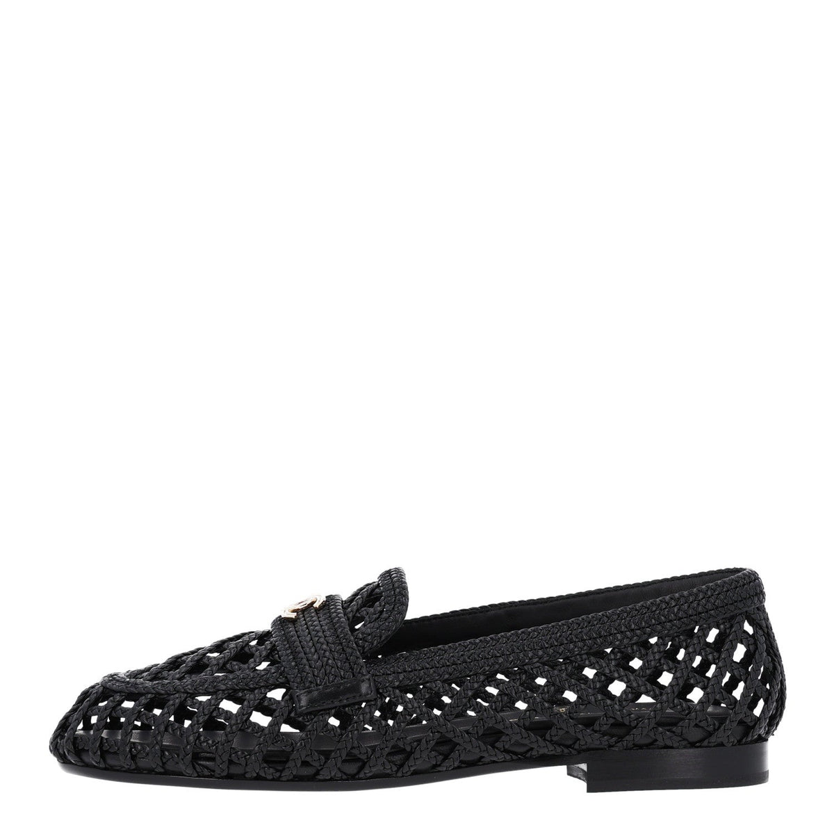 Braided Lambskin CC Mocassin Loafers 38 Black