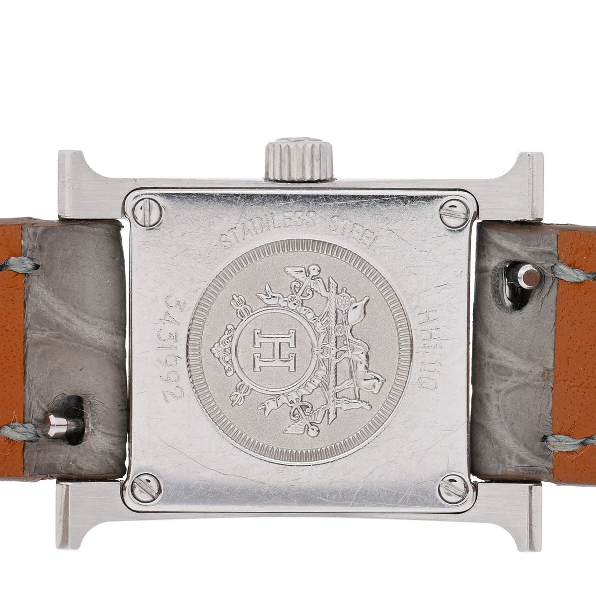 Stainless Steel Alligator Diamond Mother of Pearl 17.2mm Heure H Hour Quartz Watch Gris Perle